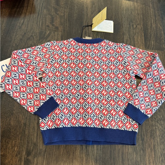 Toddler Red, White, Blue Cardigan Wool 24 Months - Picture 6 of 6